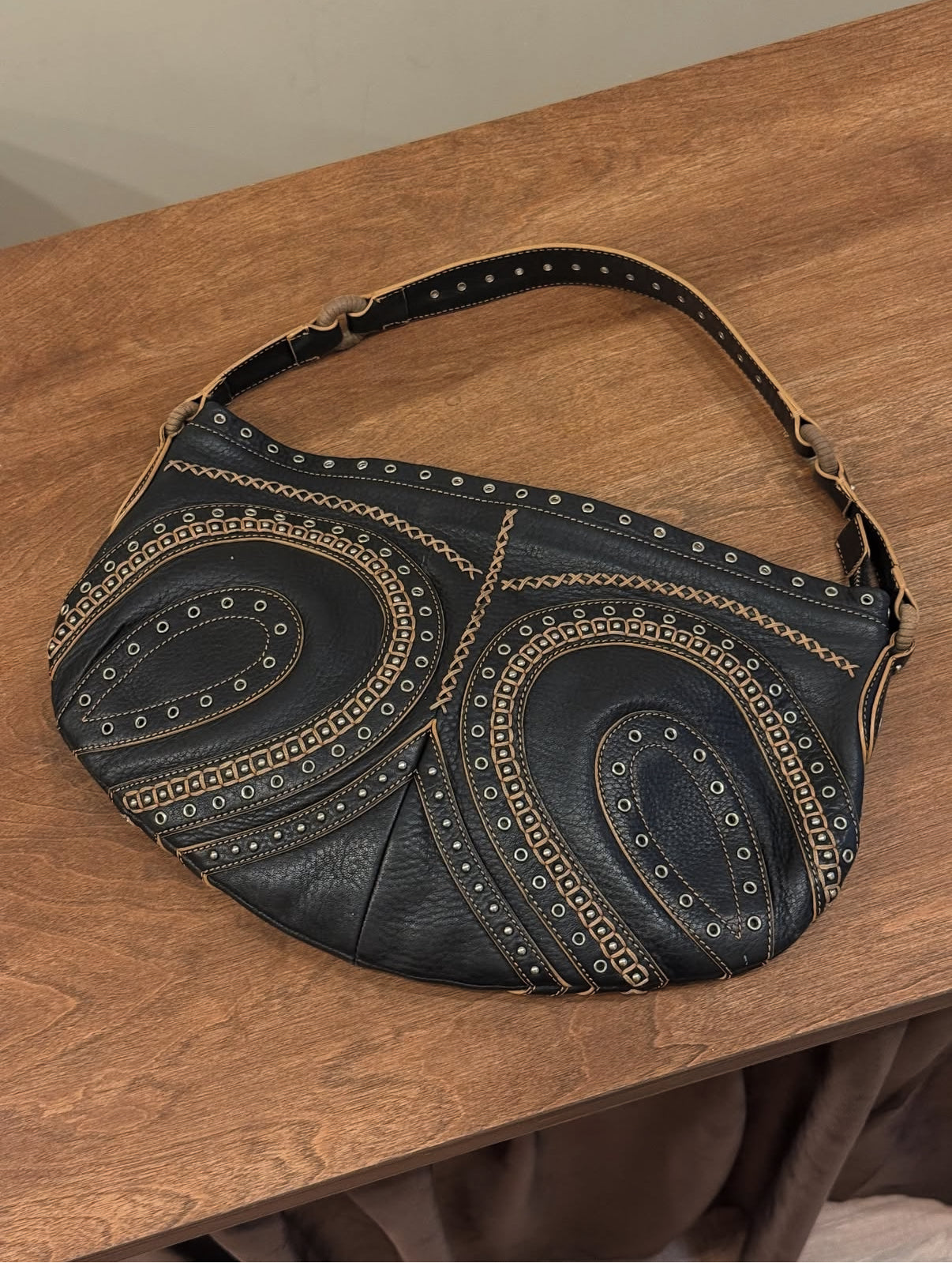 Vintage Cole Haan Studded Leather Bag