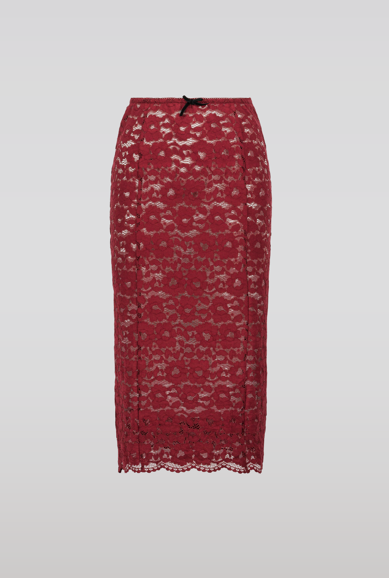 Burgundy Lace Midi Skirt