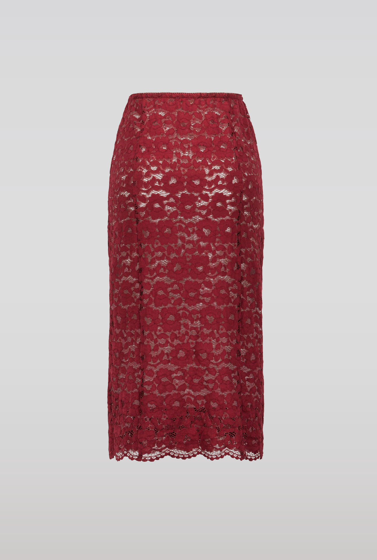 Burgundy Lace Midi Skirt