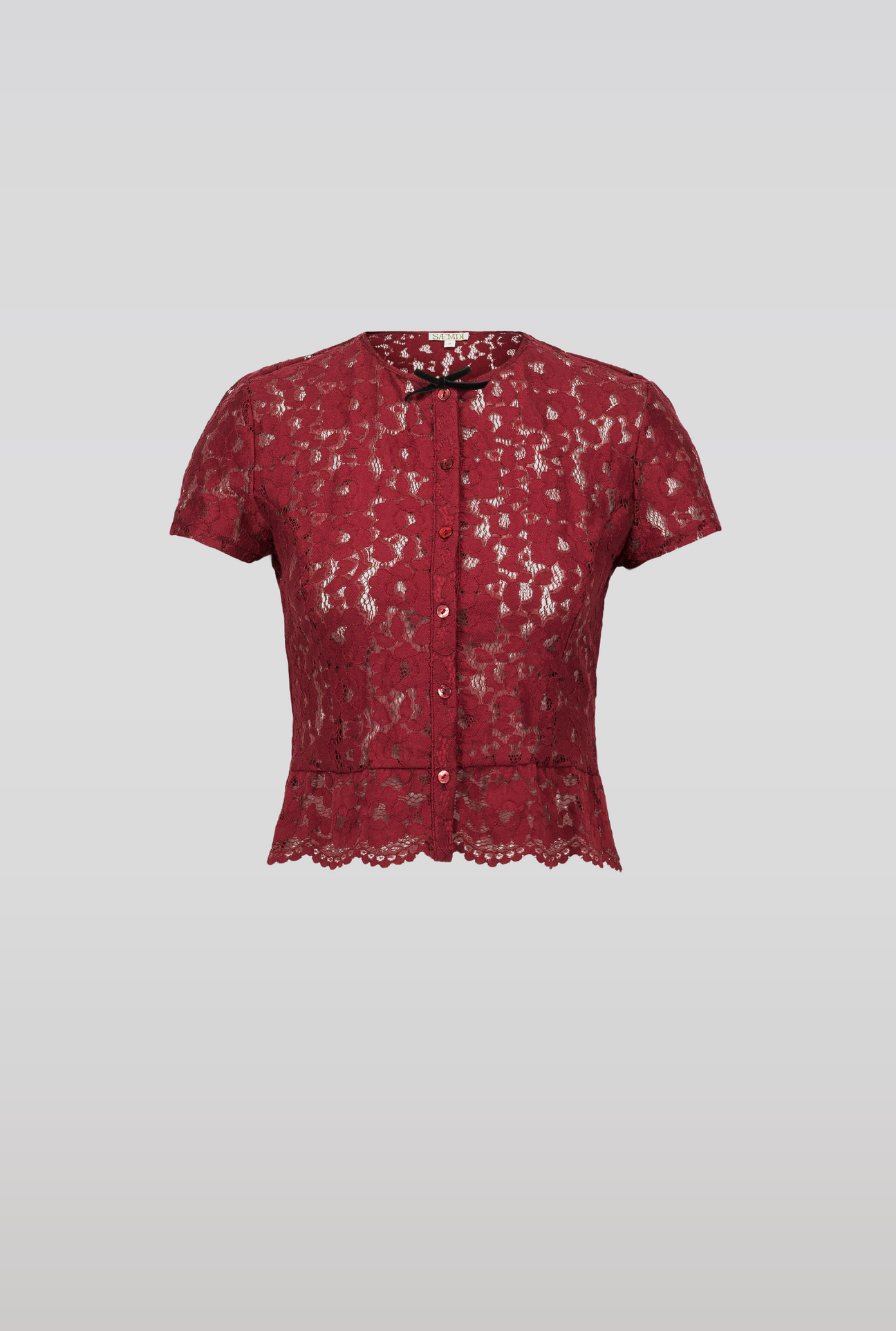 Burgundy Buttoned Lace Top