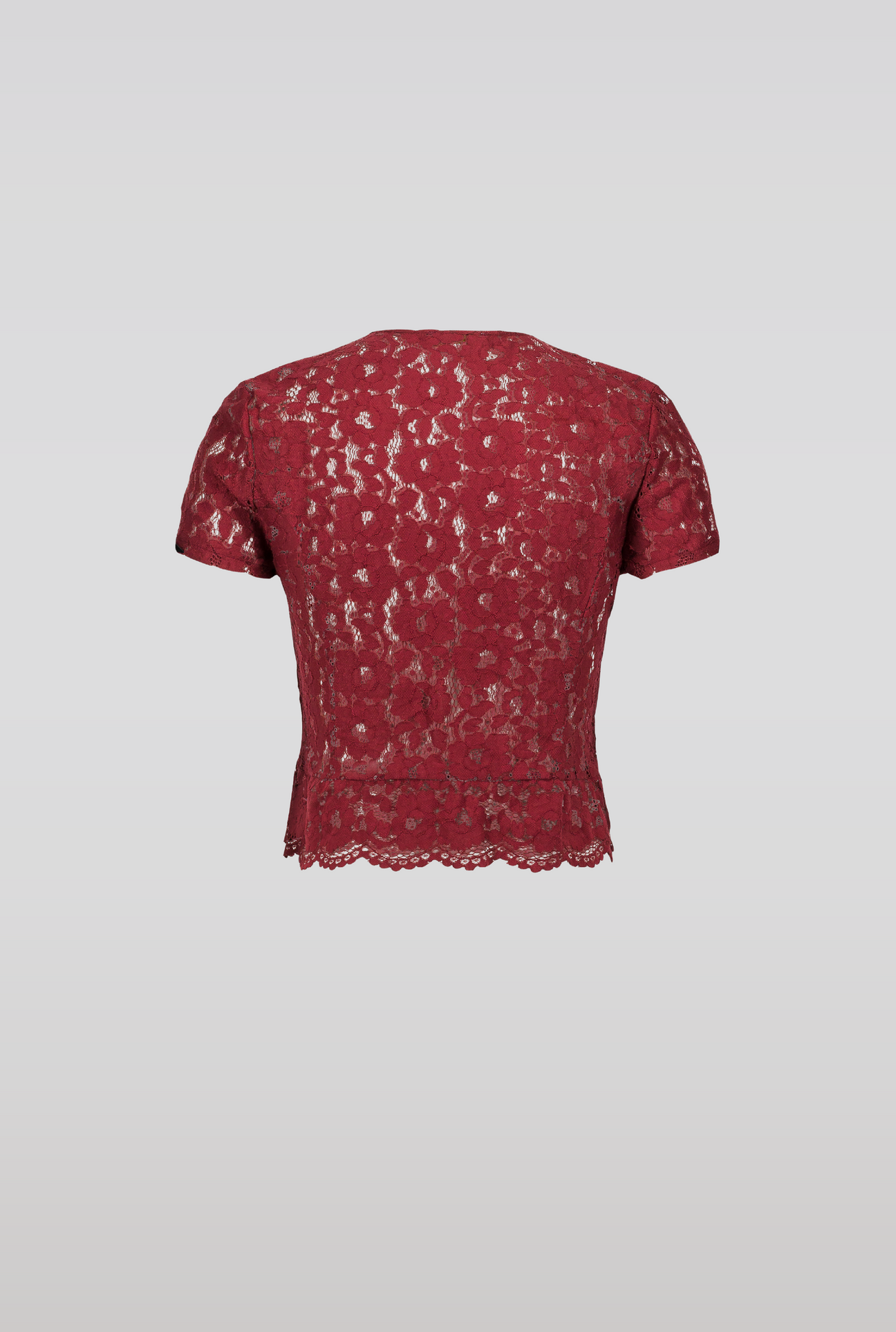 Burgundy Buttoned Lace Top