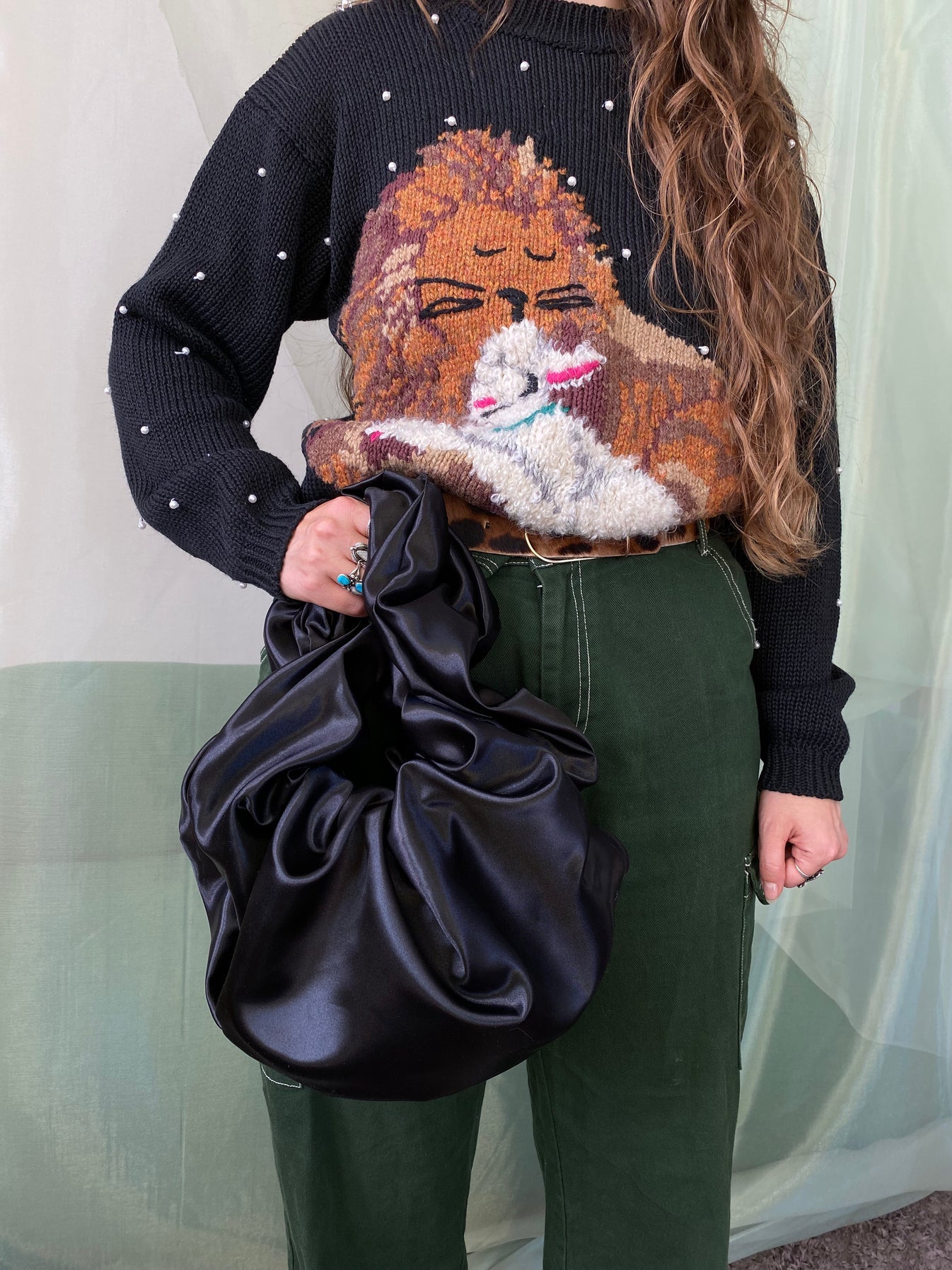 Satin Baguette Bag