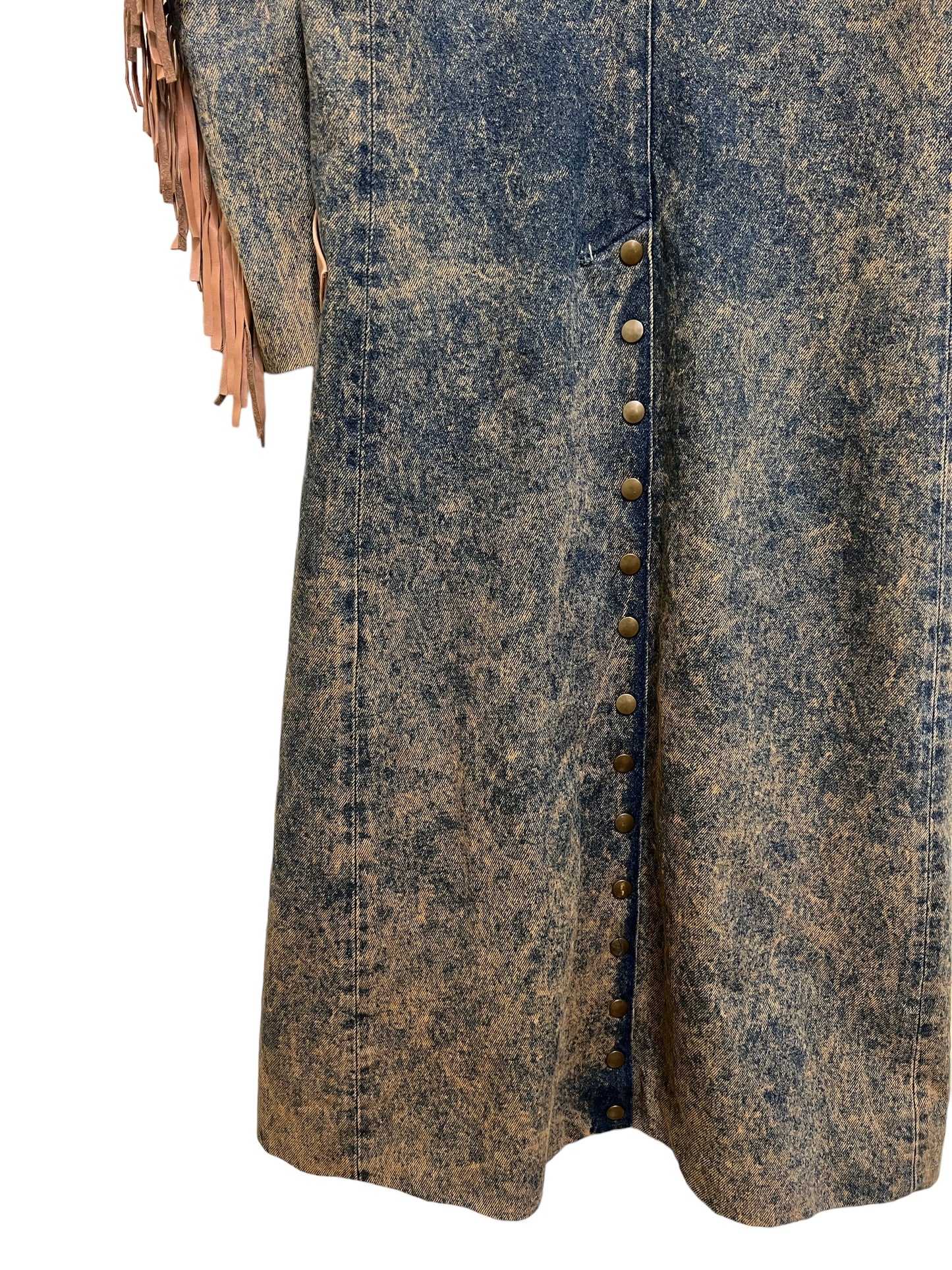 Diamond Denim/Leather Long Jacket