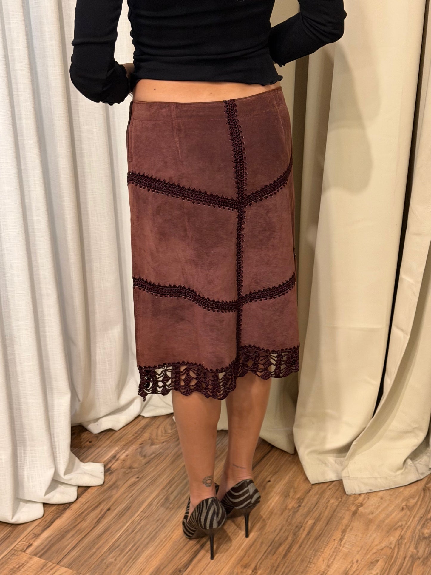 Vintage Arden B Suede Plum Midi Skirt