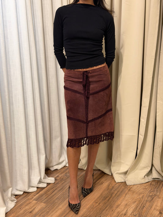 Vintage Arden B Suede Plum Midi Skirt