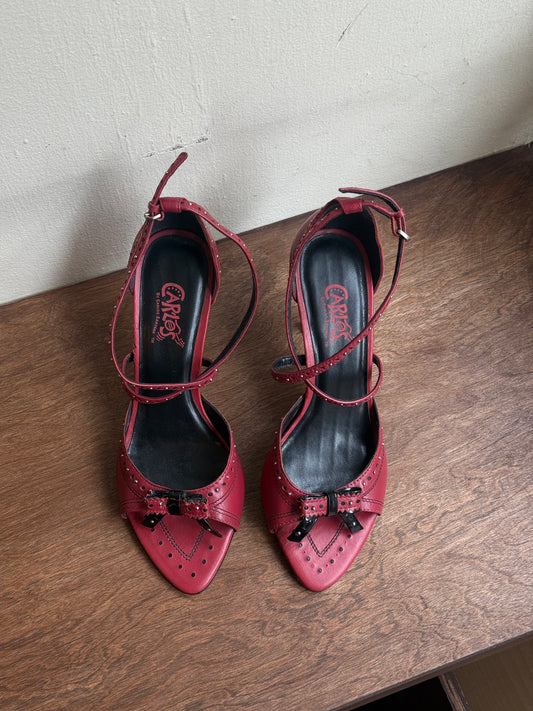 Vintage Carlos Burgundy Bow Heels