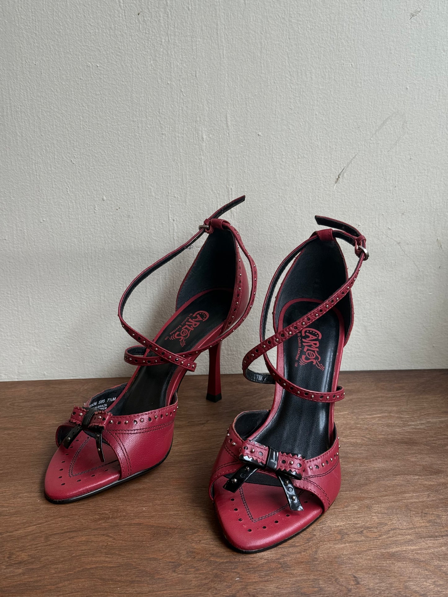 Vintage Carlos Burgundy Bow Heels