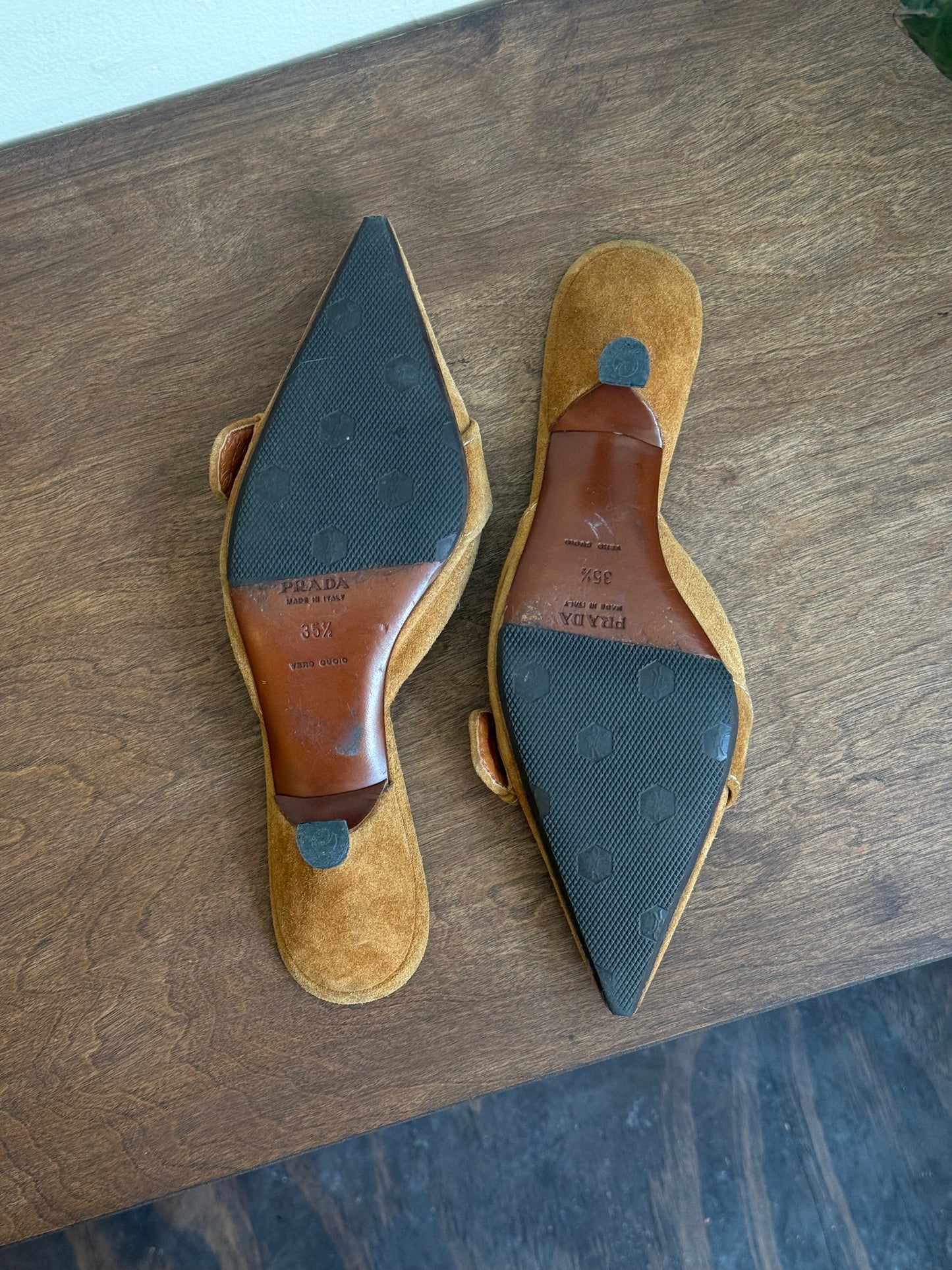 Vintage Prada Tan Suede Mule