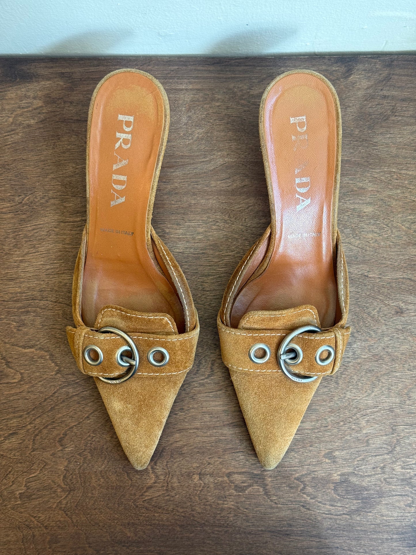 Vintage Prada Tan Suede Mule