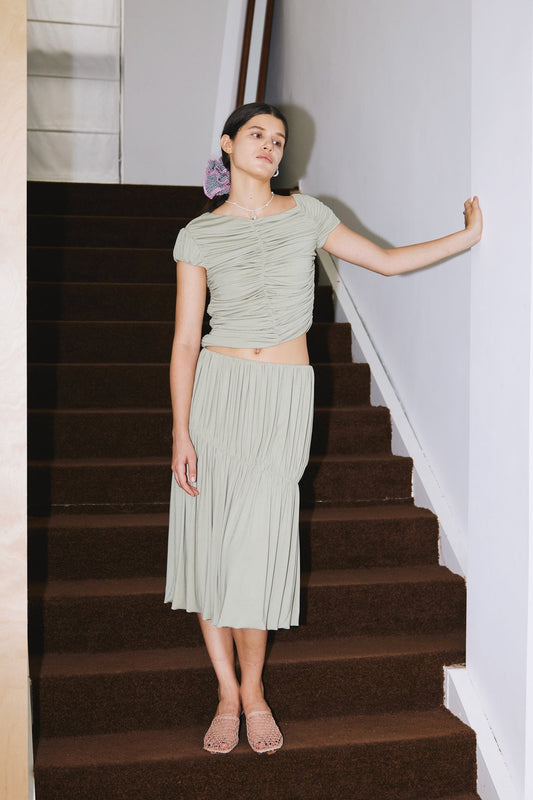 Sage Ruched Skirt