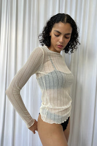 Ribbed Mesh Long Sleeve