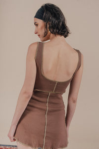 Bralette Ribbed Dress ~ Brown