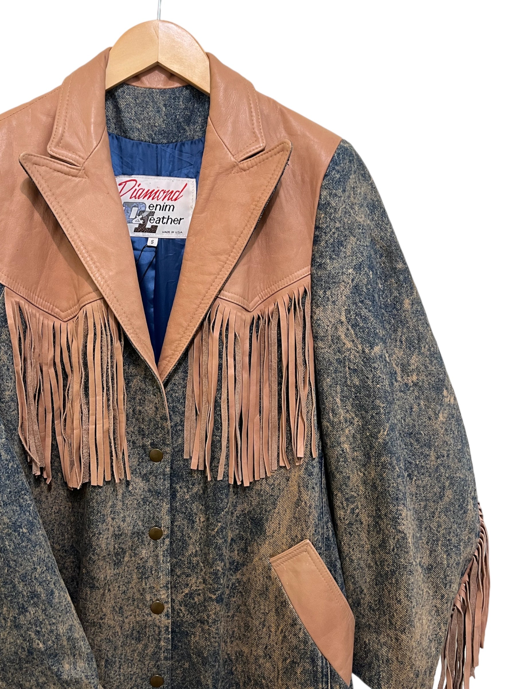 Diamond Denim/Leather Long Jacket