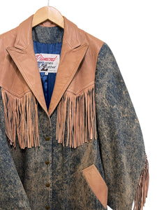 Diamond Denim/Leather Long Jacket