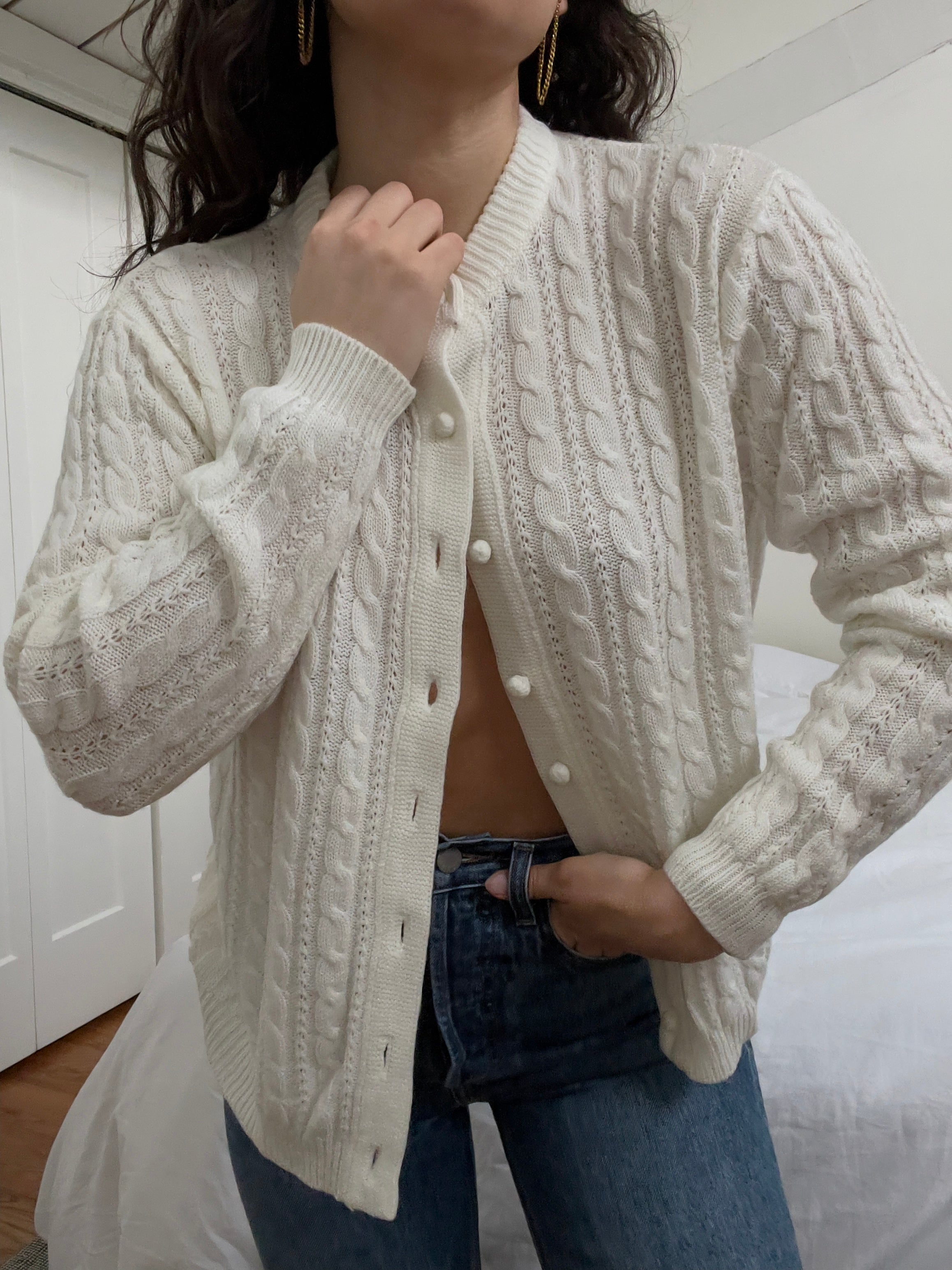 White Button Up Cardigan