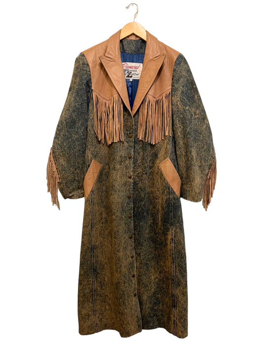 Diamond Denim/Leather Long Jacket