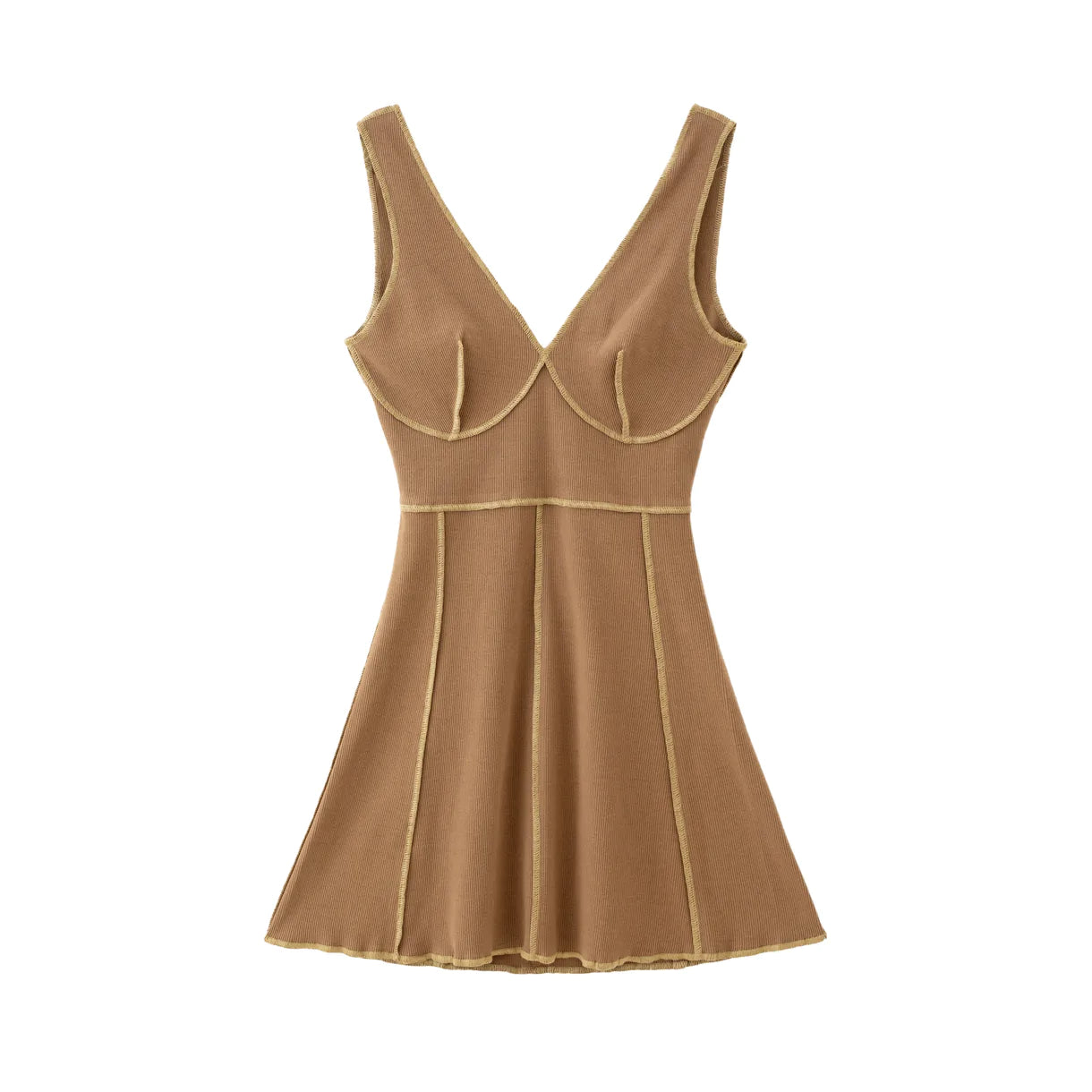 Bralette Ribbed Dress ~ Brown