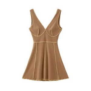 Bralette Ribbed Dress ~ Brown