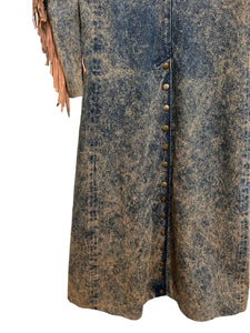 Diamond Denim/Leather Long Jacket